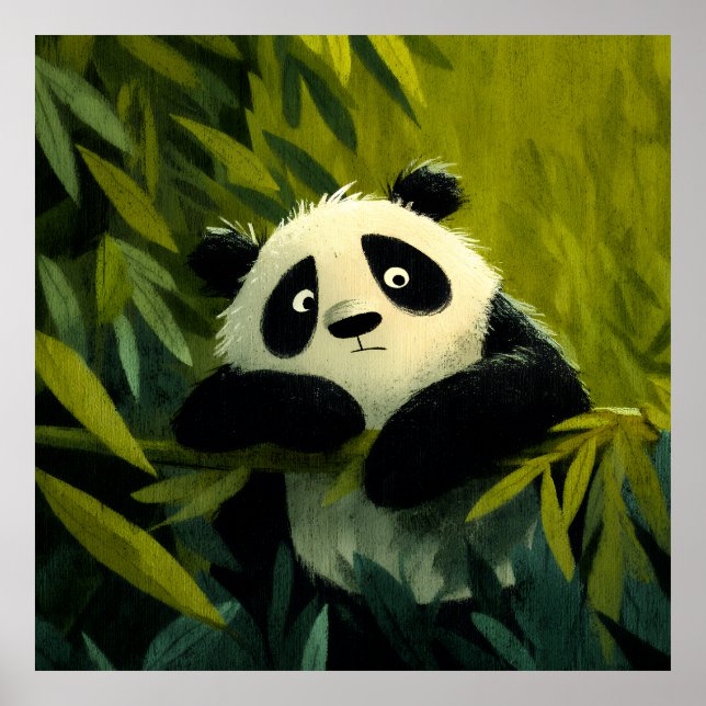 Nyfiken Panda Bambu Titta Poster (Framsidan)