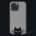 Nyfiken Peeking Black Kattunge Coola Cat Lover<br><div class="desc">Nyfiken Peeking Black Cat Phone Case. En lustig iphone case för kattälskare,  tillgänglig i olika färg. Det här roligtens mobiltelefonhölje kan vara personlig med texten. Besök Jenns Doodle World om du vill ha ännu fler mobila tillbehör till kattdjur och gåvor från coola kattunge.</div>