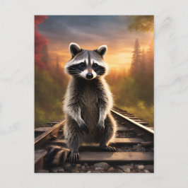 Nyfiken Raccoon Vykort