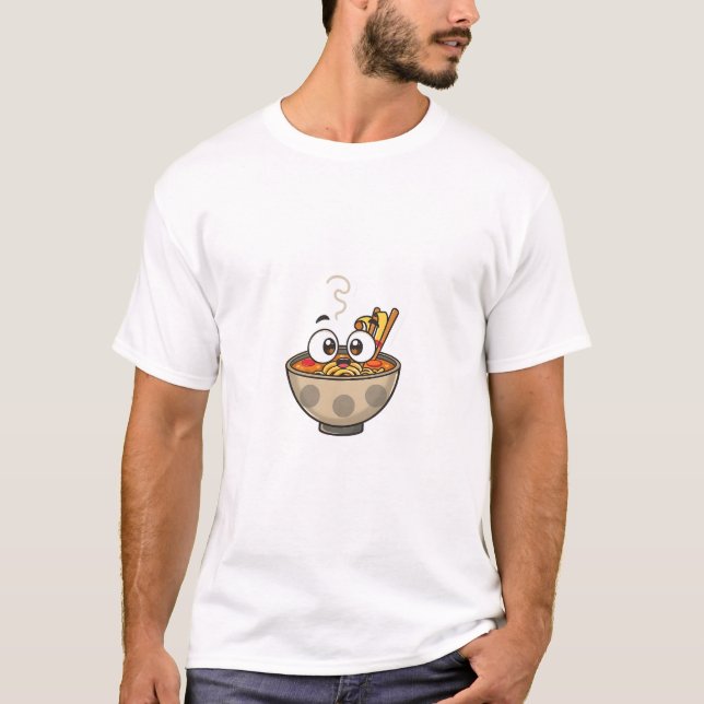 Nyfiken Ramen Bowl Roligt T Shirt (Framsida)