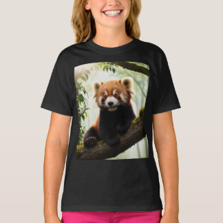 Nyfiken Red Panda på Träd Gren T-Shirt
