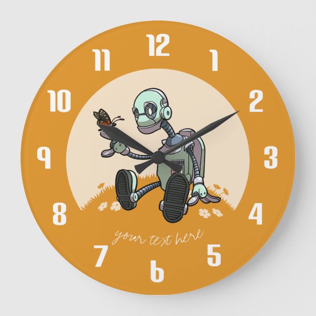 Nyfiken Robot Sees sin första Butterfly-Tecknad Stor Klocka (Framsida)