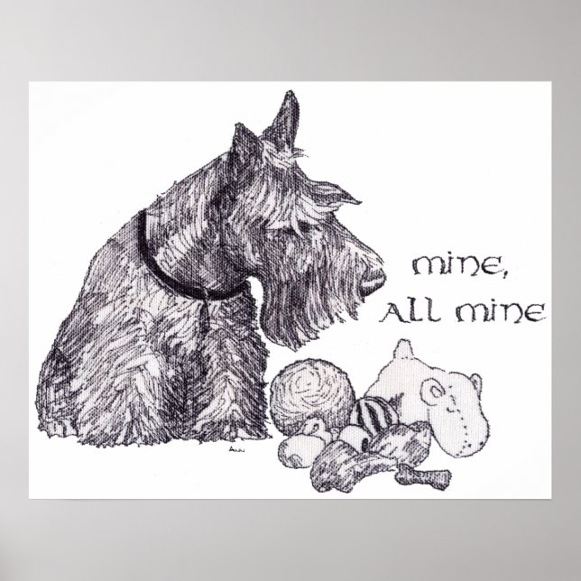 Nyfiken Scottish Terrier Mine, all min Poster (Framsidan)