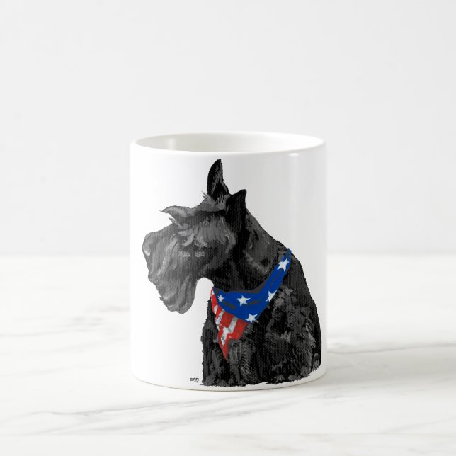 Nyfiken Scottish Terrier Patriotic Kaffemugg (Center)