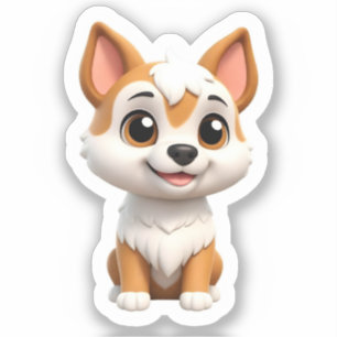 Nyfiken Shiba-valp Klistermärken