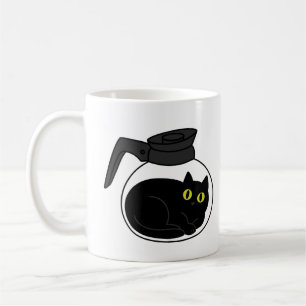 Nyfiken svart katt i kaffekanna-mugg kaffemugg