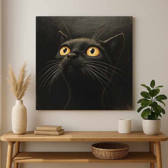 Nyfiken svart katt - vismisk canvastryck (Skapare uppladdad)