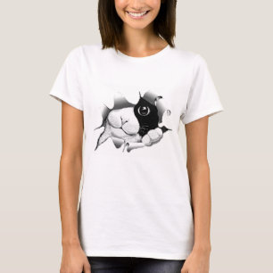 Nyfiken svartvit kattunge t-shirt