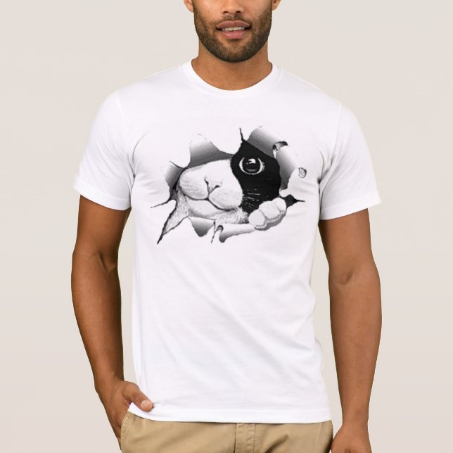 Nyfiken svartvit kattunge t-shirt (Framsida)