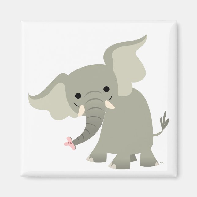 Nyfiken Tecknad Elephant Magnet (Framsidan)
