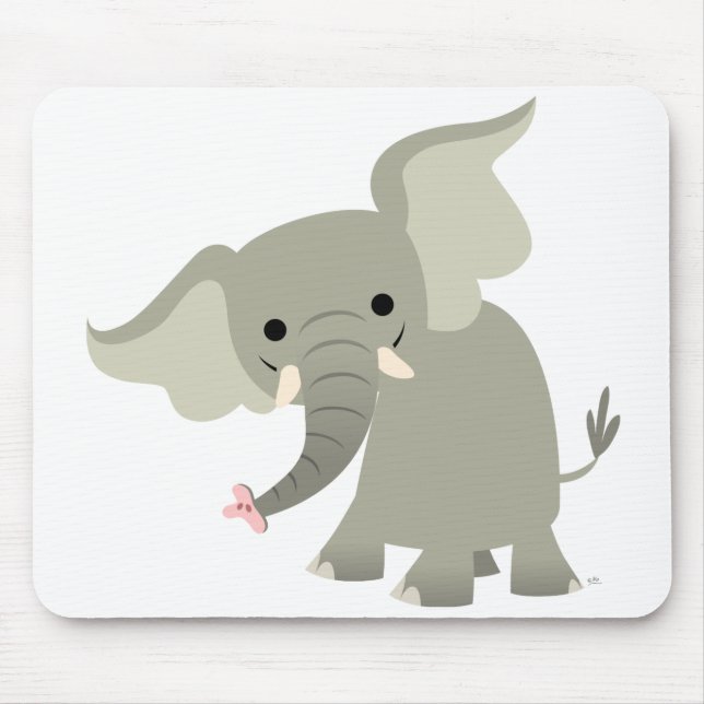 Nyfiken Tecknad Elephant Mousepad Musmatta (Framsidan)