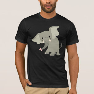 Nyfiken Tecknad Elephant T-Shirt