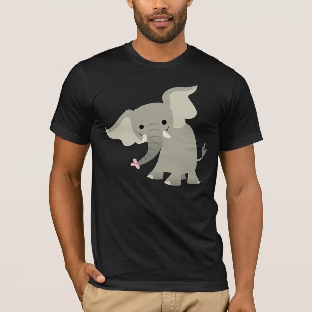 Nyfiken Tecknad Elephant T-Shirt (Framsida)