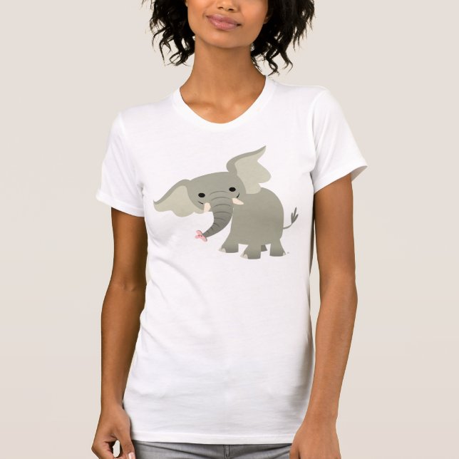 Nyfiken Tecknad Elephant Women T-Shirt (Framsida)