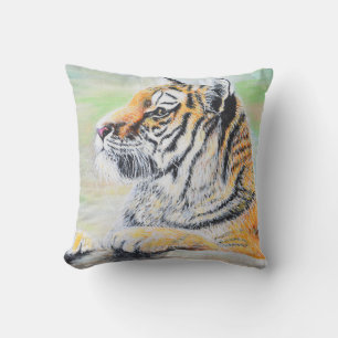Nyfiken tiger-målning kudde