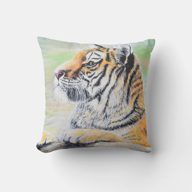 Nyfiken tiger-målning kudde (Framsida)