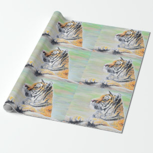 Nyfiken tigermålning presentpapper