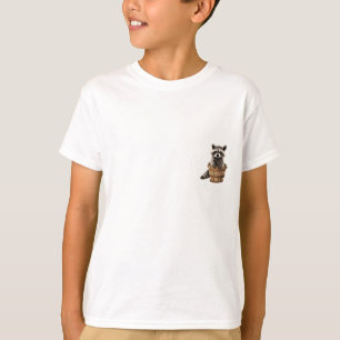 Nyfiken Tvättbjörn i en Trähink Barn T Shirt