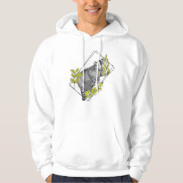 Nyfiken tvättbjörn och limegrön lövverk - Gravyr Hoodie