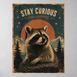 Nyfiken tvättbjörn vintage poster