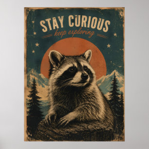 Nyfiken tvättbjörn vintage poster