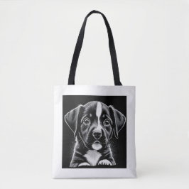 Nyfiken Valp – Svart & Vit Totebag Tygkasse