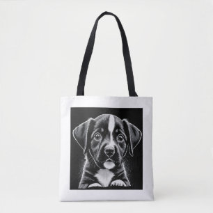 Nyfiken Valp – Svart & Vit Totebag Tygkasse