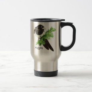 Nyfiken vattenfärg Magpie Bird Natature Art Resemugg