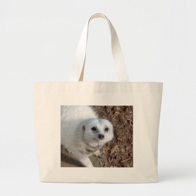 Nyfiken White Meerkat Jumbo Tygkasse (Framsidan)