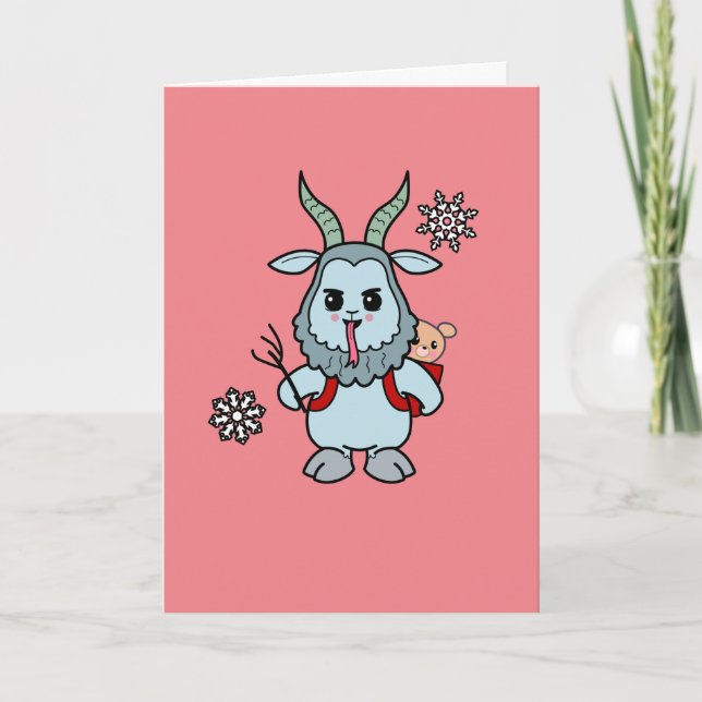 Nyfiken Yami Kawaii Merry Krampus-Helgdag Kort (Framsida)