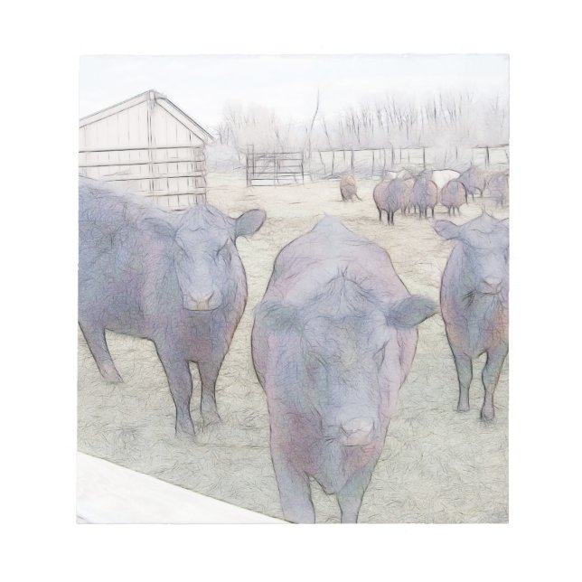 Nyfiken Young Black Angus Anteckningsblock (Framsida)