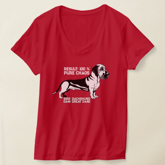 Nyfikenhet Grand Danois Dachshund Mix  T Shirt (Laydown)
