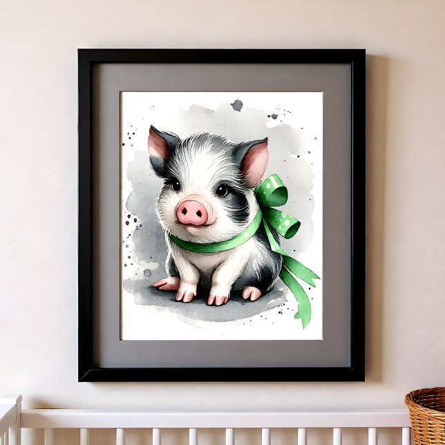 Nyfiket Färgat Barnkammar Farmdjur Gris Poster (Skapare uppladdad)
