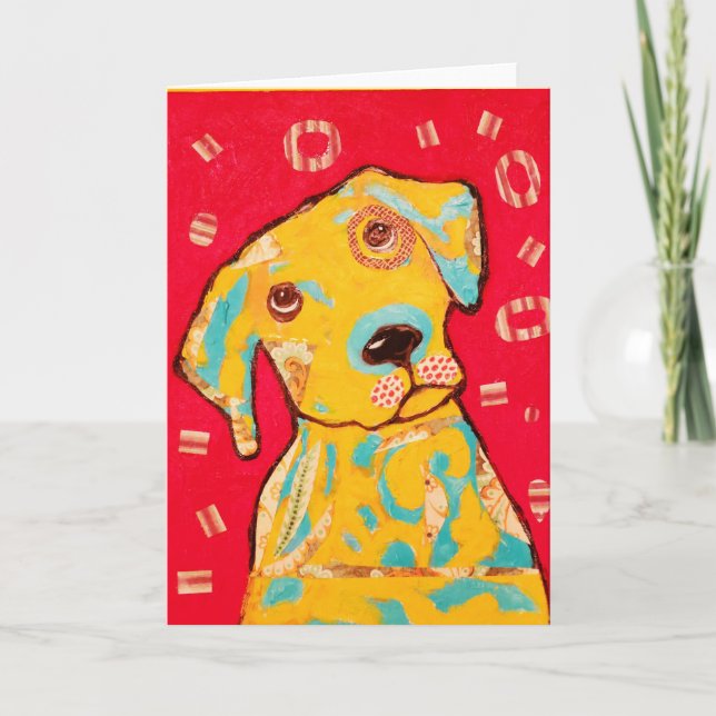 Nyfiket gratulationskort för Hund Kort (Framsida)