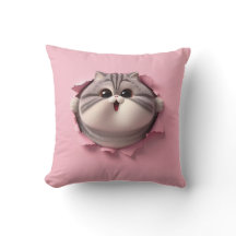 Nyfiket Knubbig Cat Peeking through Rosa Papper