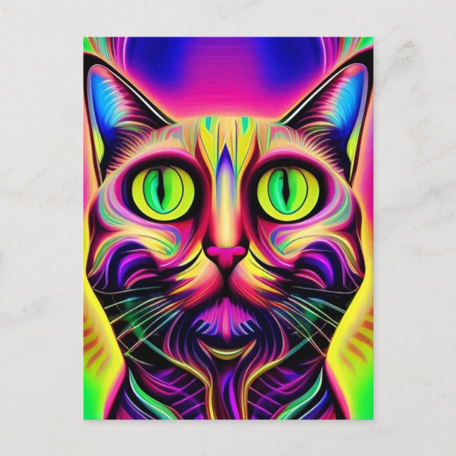 nyfiket vykort för katt (Framsida)