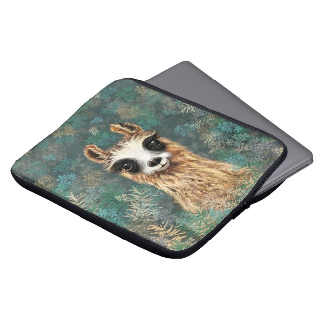 Nyfikna Baby Llama - Cute Laptop Fodral (Framsida topp)