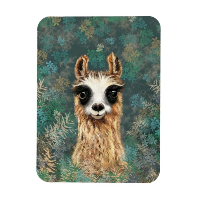 Nyfikna Baby Llama - Cute Magnet (Vertikal)