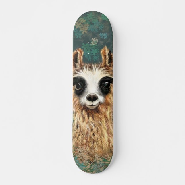 Nyfikna Baby Llama - Cute Mini Skateboard Bräda 18,5 Cm (Framsida)