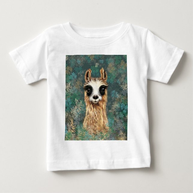 Nyfikna Baby Llama - Cute - Smile T Shirt (Framsida)