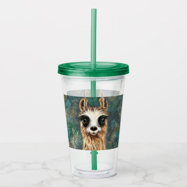 Nyfikna Baby Llama Funny Akryltumbler Take Away Mugg (Framsida)