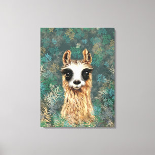 Nyfikna Baby Llama FUNNY Kanvastryck - Målning