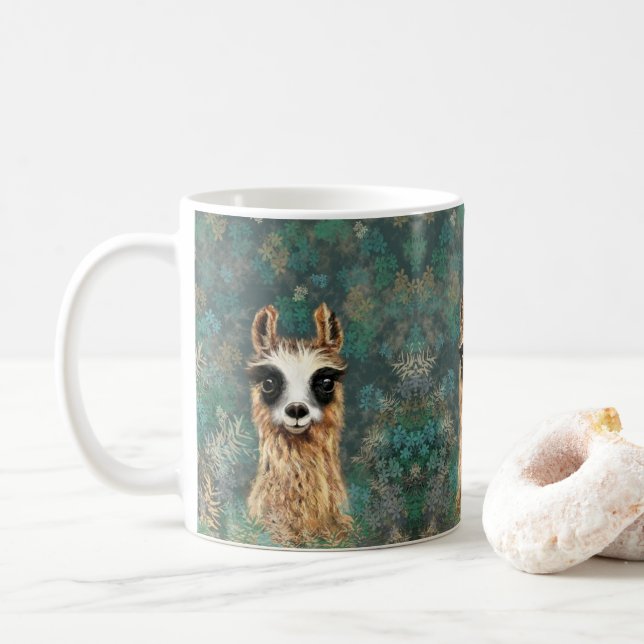 Nyfikna Baby Llama Funny Mug Gift Kaffemugg (Med munk)