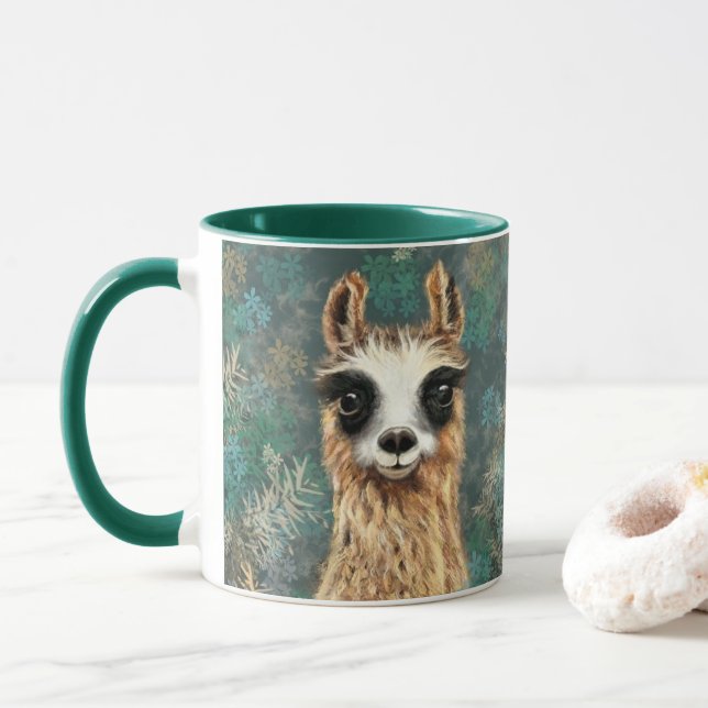 Nyfikna Baby Llama Mugg - Roligt (Med munk)