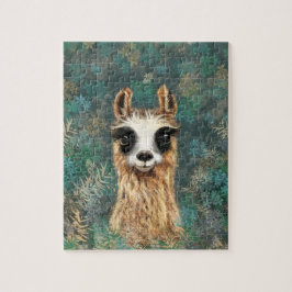 Nyfikna Baby Llama Puzzle - Målning Pussel