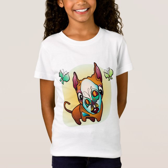 Nyfikna BullTerrier-Hund T Shirt (Framsida)
