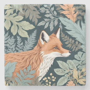 Nyfikna Fox Fern Lövs William Morris Inspired Stenunderlägg