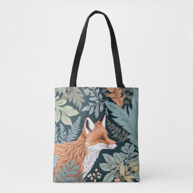 Nyfikna Fox Fern Lövs William Morris Inspired Tygkasse (Framsida)