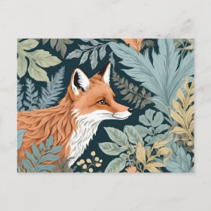 Nyfikna Fox Fern Lövs William Morris Inspired Vykort
