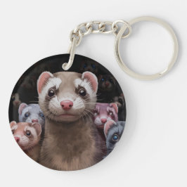 Nyfikna illrar Runda akryliska nyckelkedjan